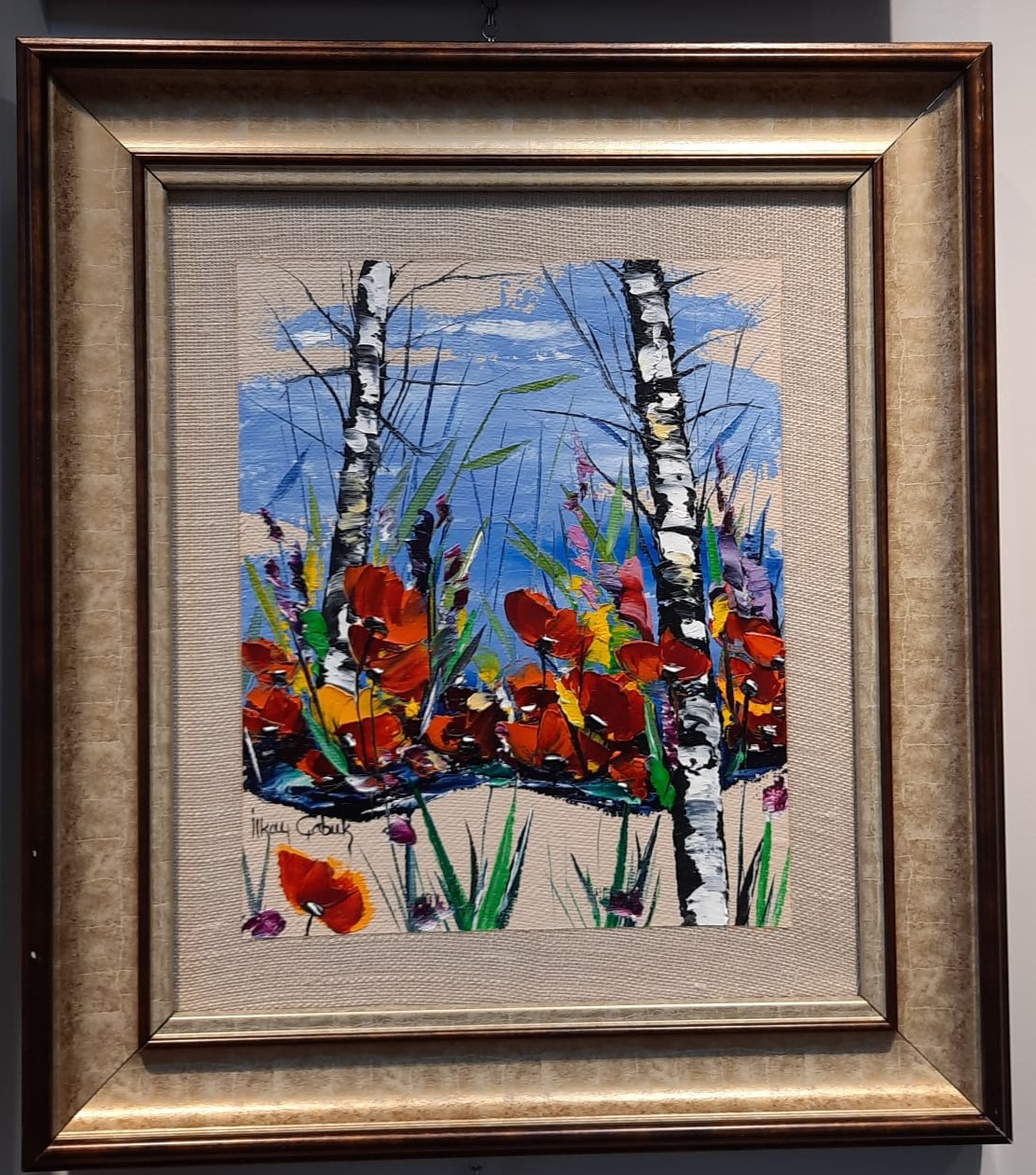 KETEN TUVAL ÜZERİ GELİNCİK